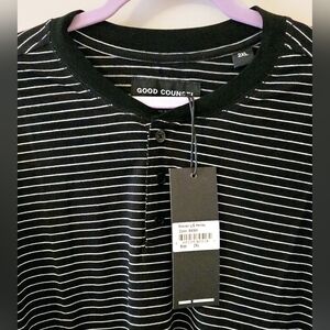 Good Counsel Striped Knit Henley Shirt, Long Sleeve 2XL NWT